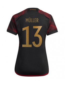 Tyskland Thomas Muller #13 Replika Borta Kläder Dam VM 2022 Kortärmad